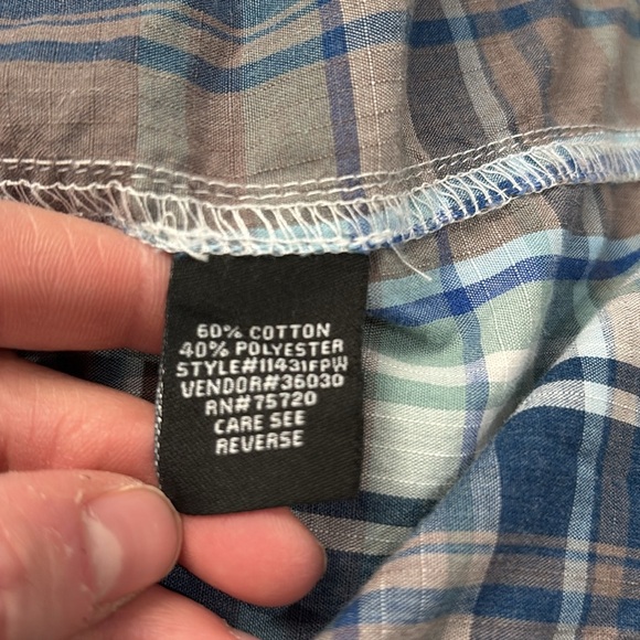 BKE Athletic Fit gray & blue plaid button down shirt - Picture 8 of 8